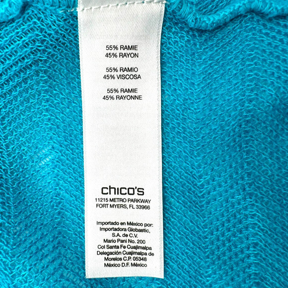 CHICO'S Women's XL Blue Harmony Cardigan Sweater Lightweight Herringbone Knit - Picture 5 of 8